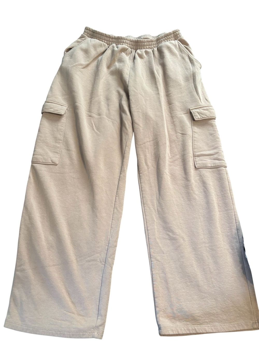 No Boundaries Cream Wide Leg Cargo Sweatpants